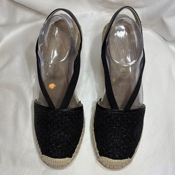 Anne Klein Aneesa Espadrille Wedge Sandals Black 9.5 - Picture 2 of 12